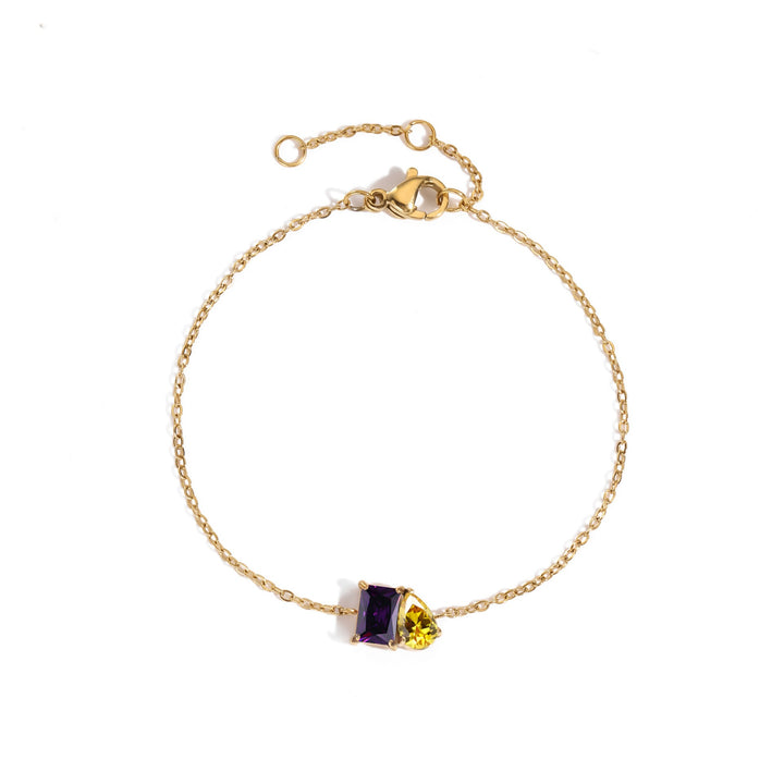 18K Gold Toi et Moi Birthstone Bracelet