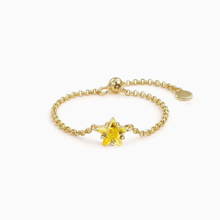 S925 Silver Star CZ Chain Link Adjustable Ring