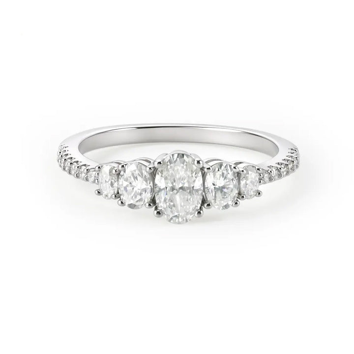 S925 Sterling Silver Five-Stone Moissanite Ring
