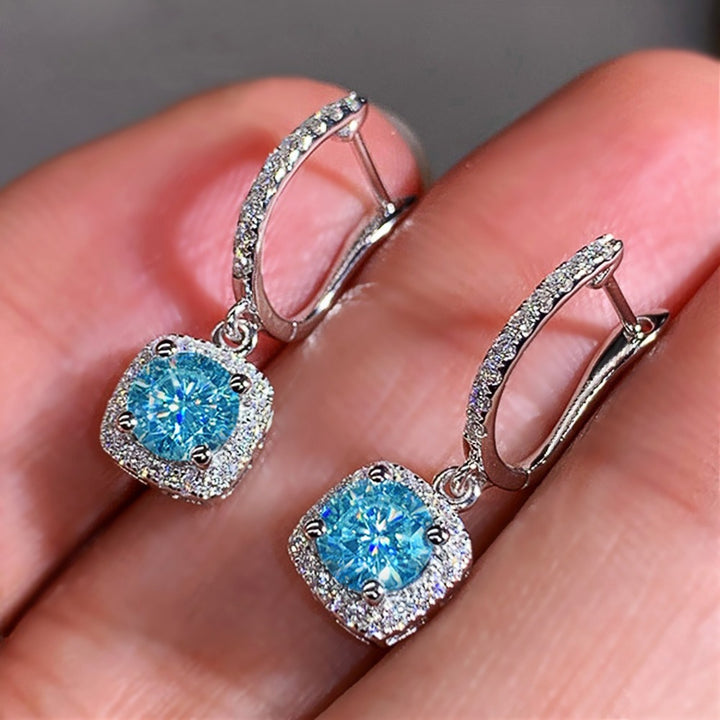 Halo-Set Moissanite Drop Earrings