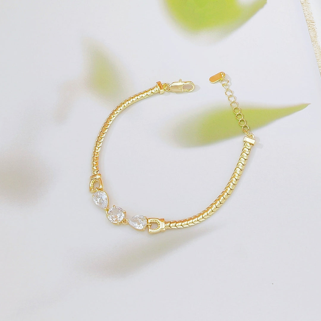 18K Gold Plated Snake Chain CZ Bracelet Collection