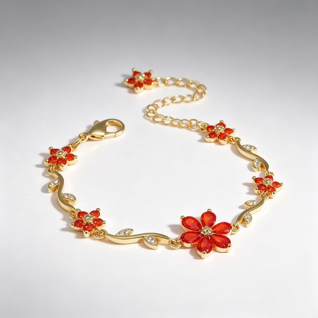 S925 Sterling Silver 18K Gold Plated Vine Flower Bracelet