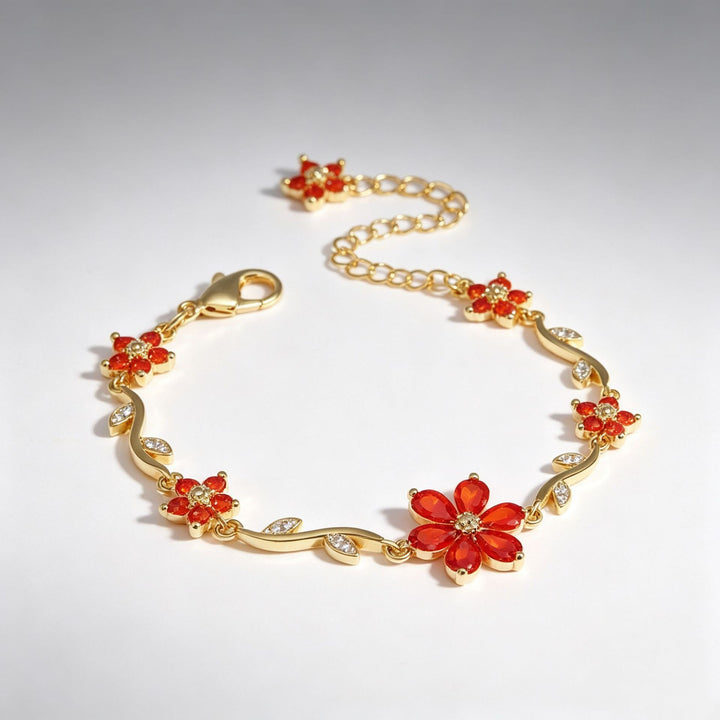 S925 Sterling Silver 18K Gold Plated Vine Flower Bracelet