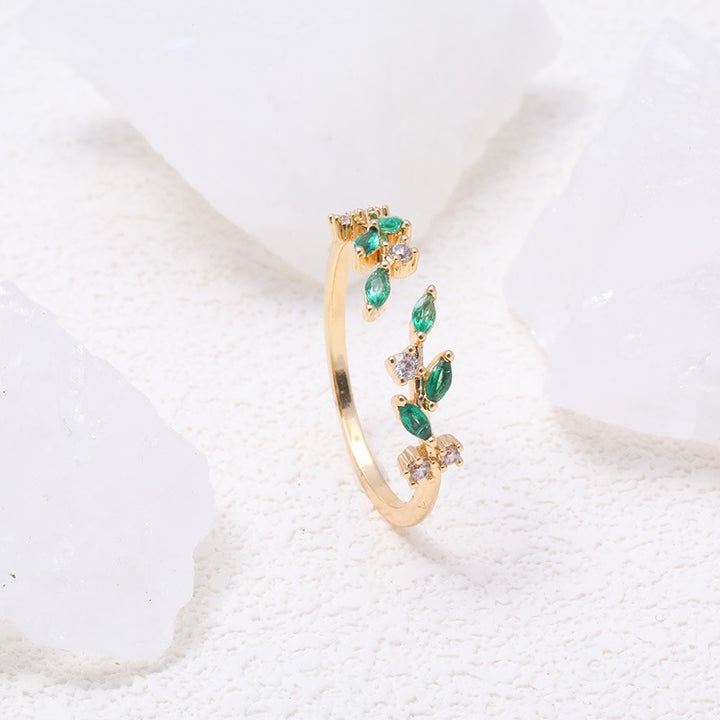 Ear of Wheat S925 Silver 14K Gold Plated Geometric Open Ring