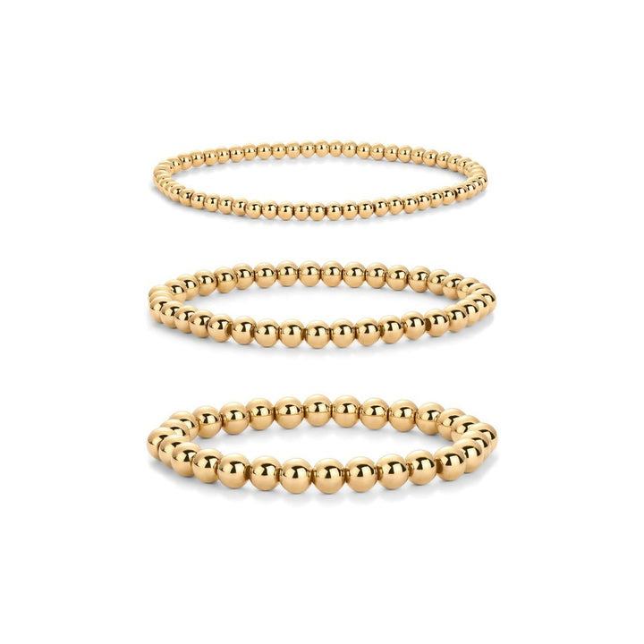 18K Gold/Silver Plated Beaded Stretch Bracelet Stack Set