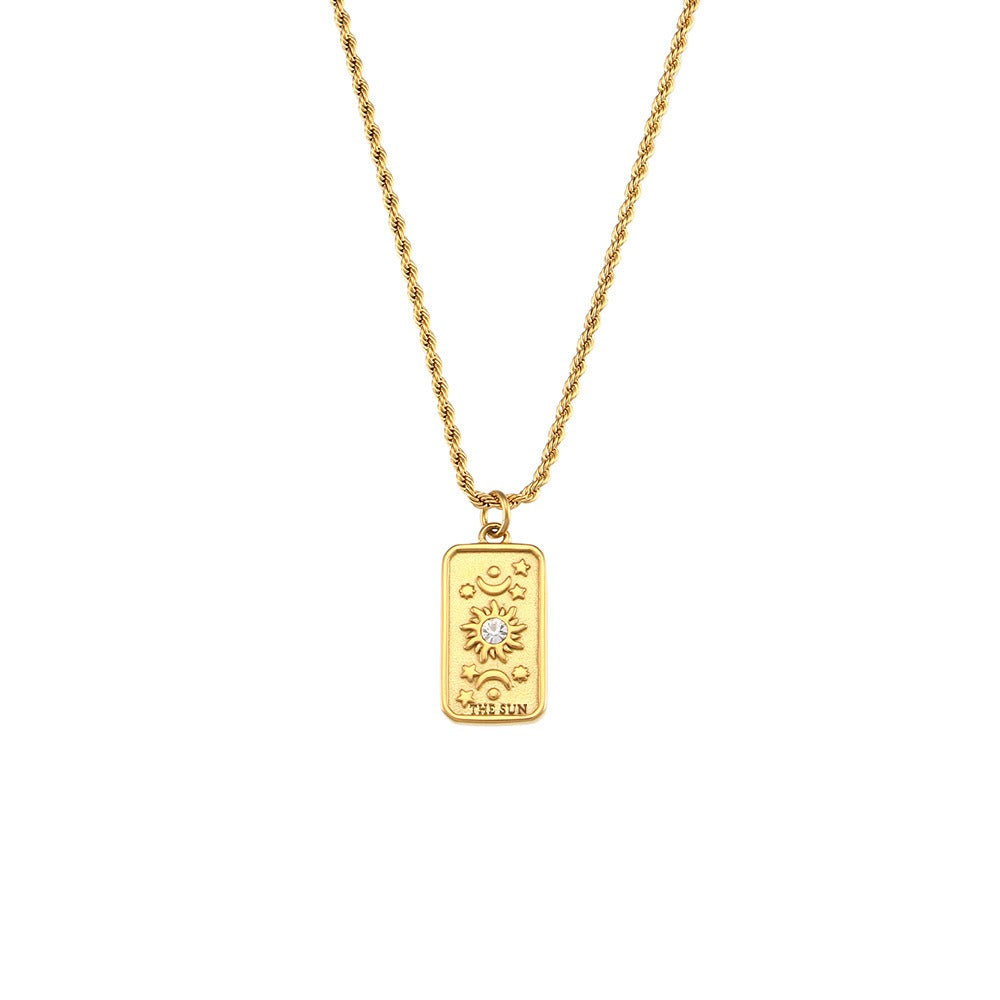 Tarot Promise 14K Gold Plated Micro-Pavé Enamel Tarot Card Necklace
