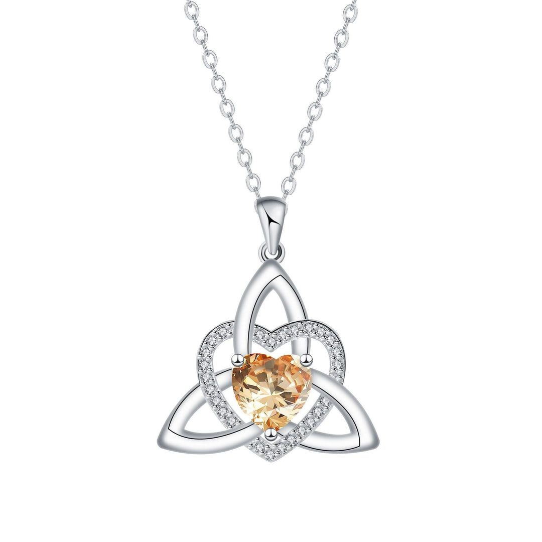 Eternal Bond S925 Sterling Silver Celtic Triquetra Birthstone Necklace