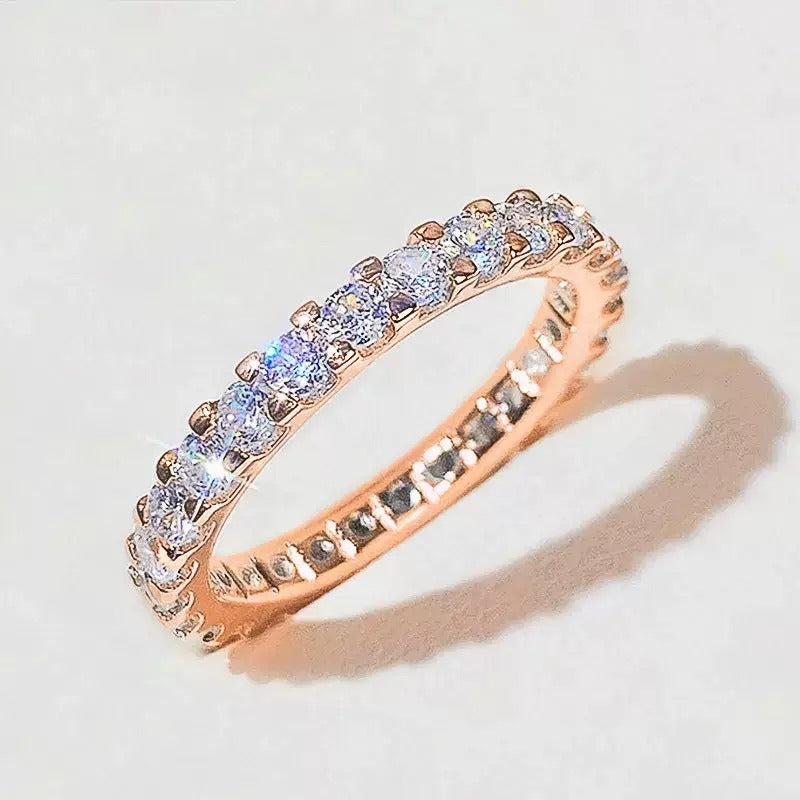 Stellar Eternity S925 Sterling Silver Pave Diamond Eternity Band Timeless Sparkle Everyday Elegance