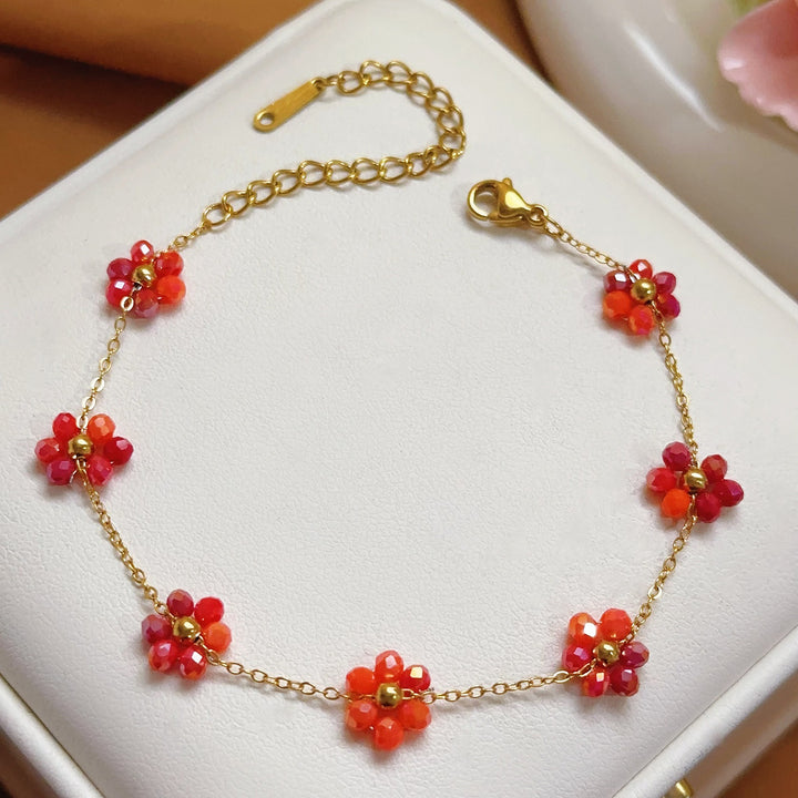 18K Gold Plated Handmade Flower Anklet