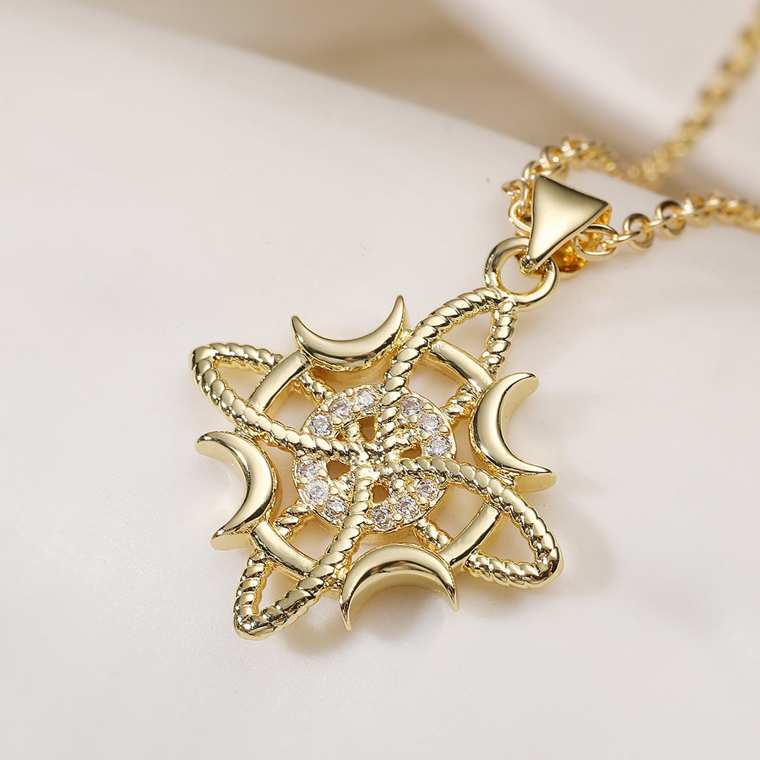 Shield of Witches 18K Gold Plated Witches Knot Pavé Amulet Necklace