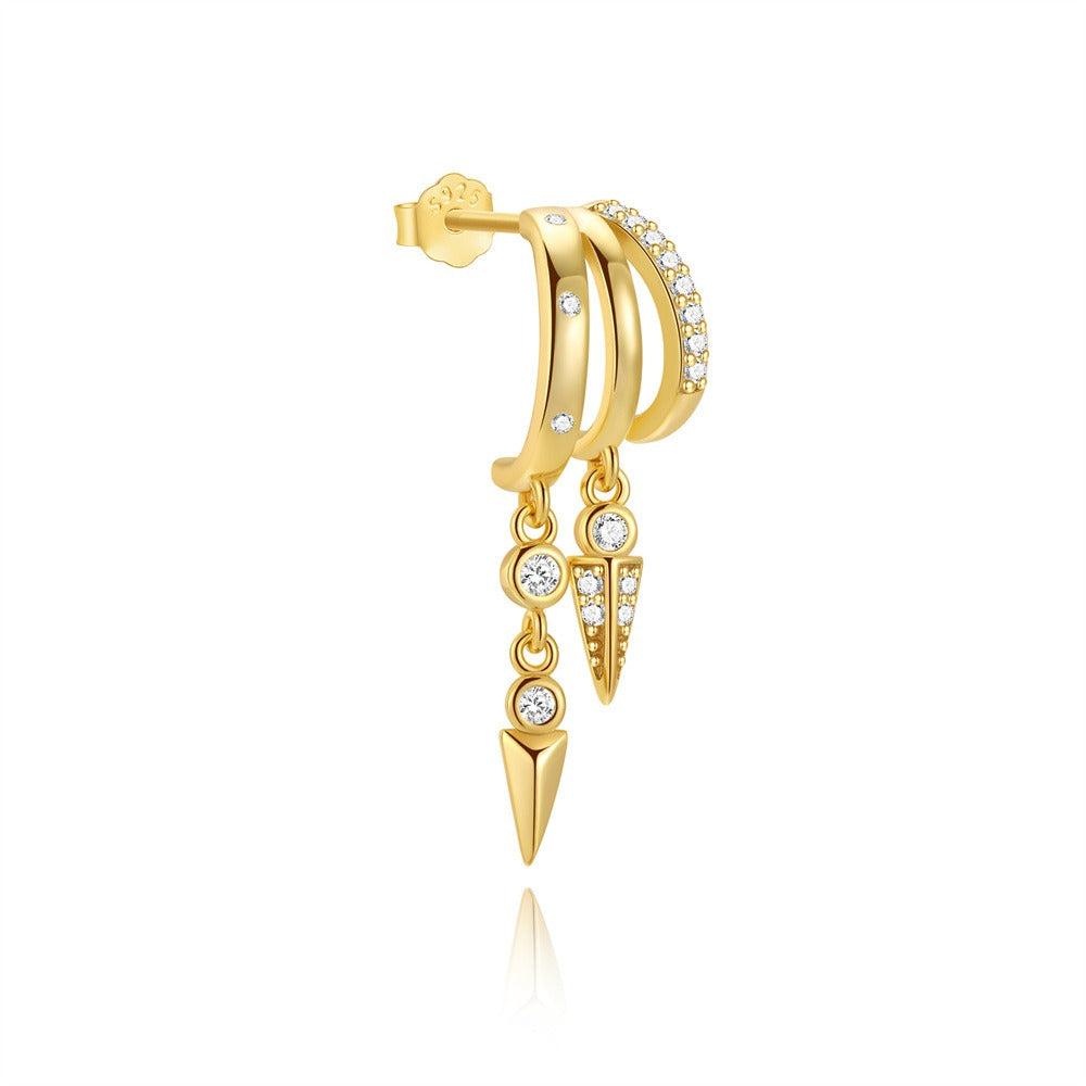 Multi-Style Multi-Layer Tassel Spike Earrings - S925 Silver Plated 18K Gold Diamond-Paved Statement Earrings