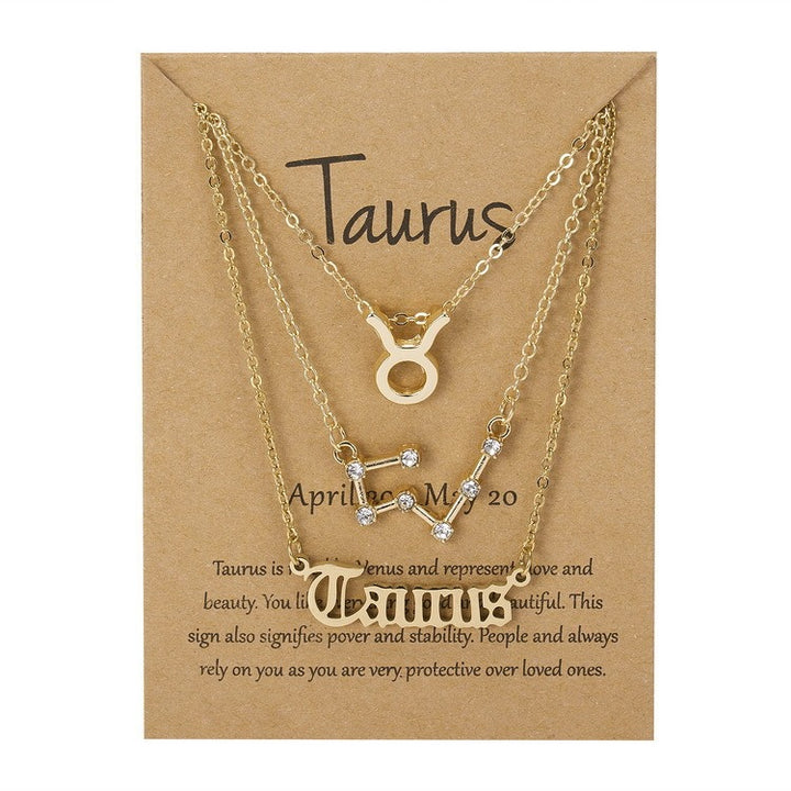 12 Zodiac Signs Layered Necklace Set
