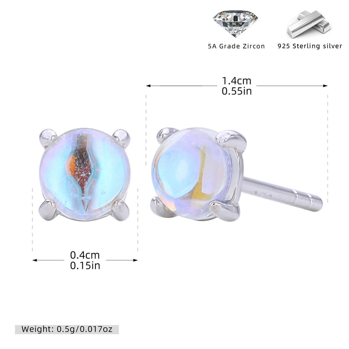 S925 Sterling Silver Moonstone Stud Earrings