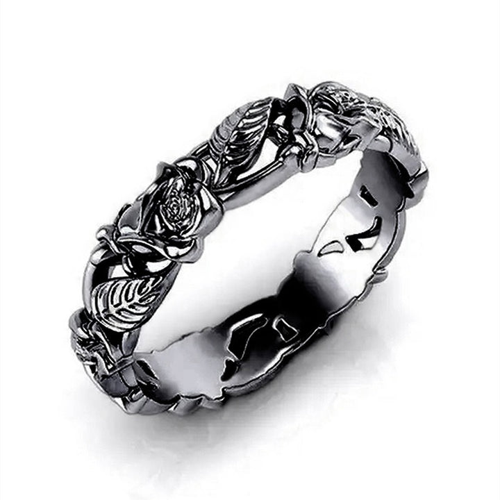 Blossom Vine S925 Silver Vintage Rose Filigree Band Ring