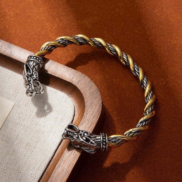 Dragon Guardian Celtic Dragon Head Vintage Braided Bangle