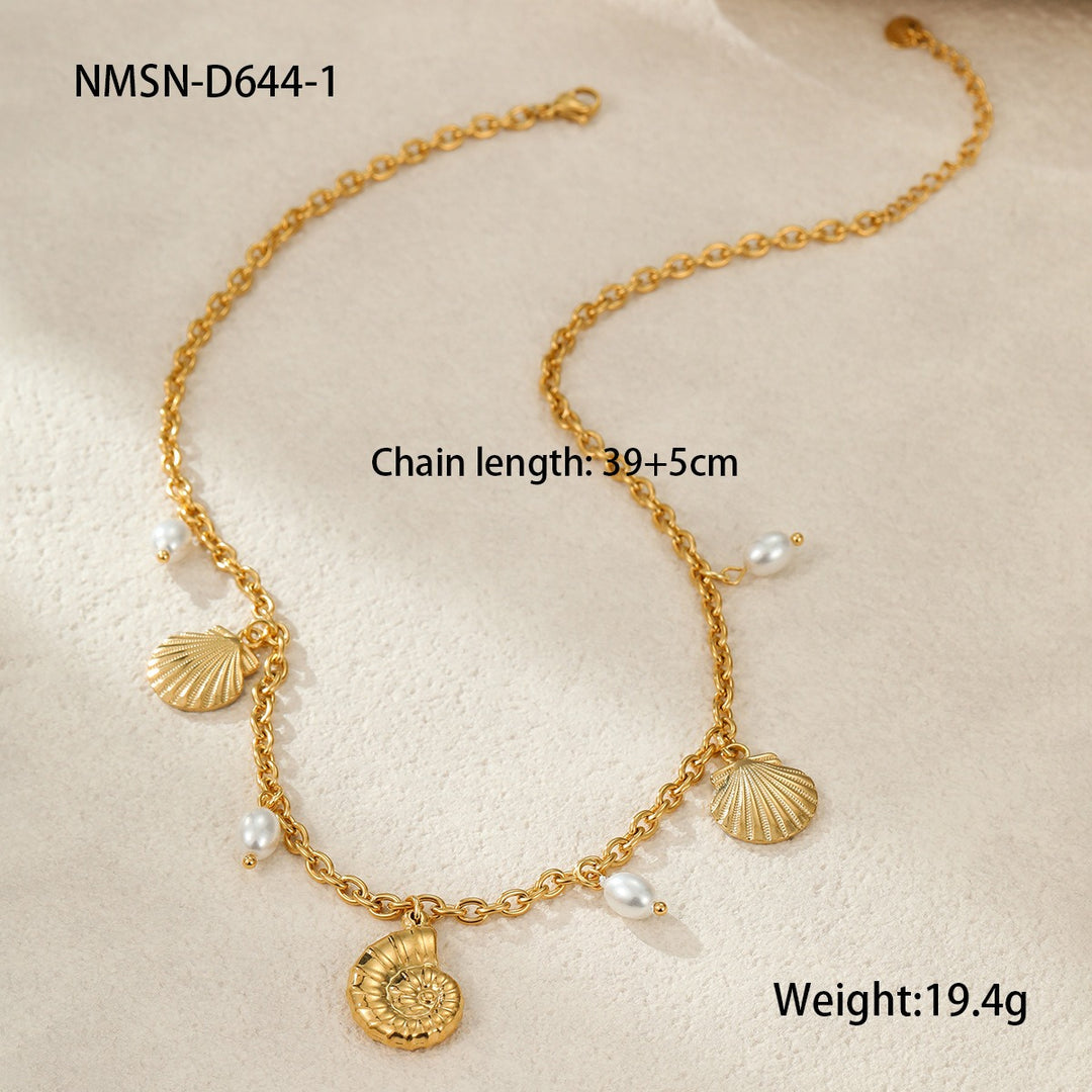 Summer Coastal Dream 18K Gold Ocean-Themed Charm Necklace