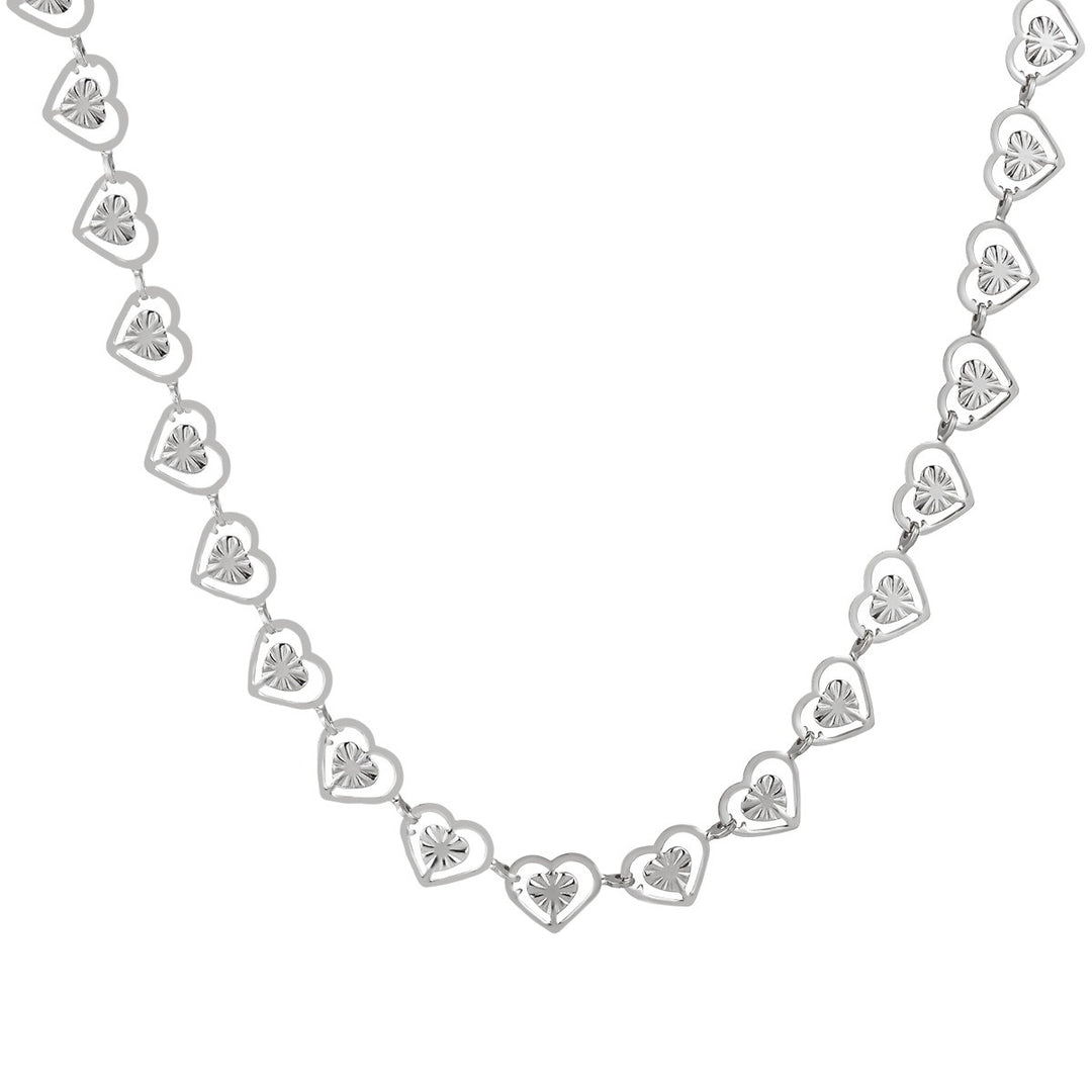18K Gold Plated Hollow Heart Chain Collection Necklace Bracelet Set