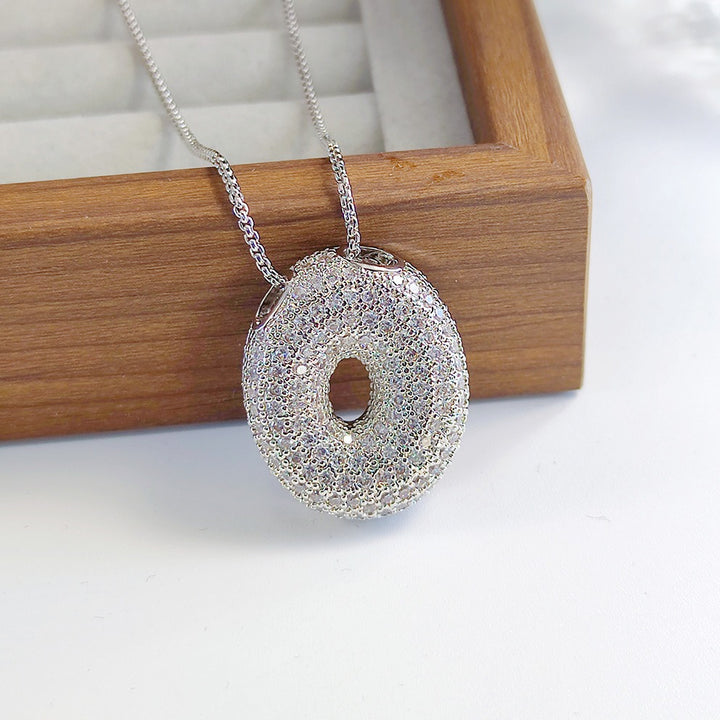 Bubble Pop Puffy 3D Micro-Pavé Crystal Letter Necklace