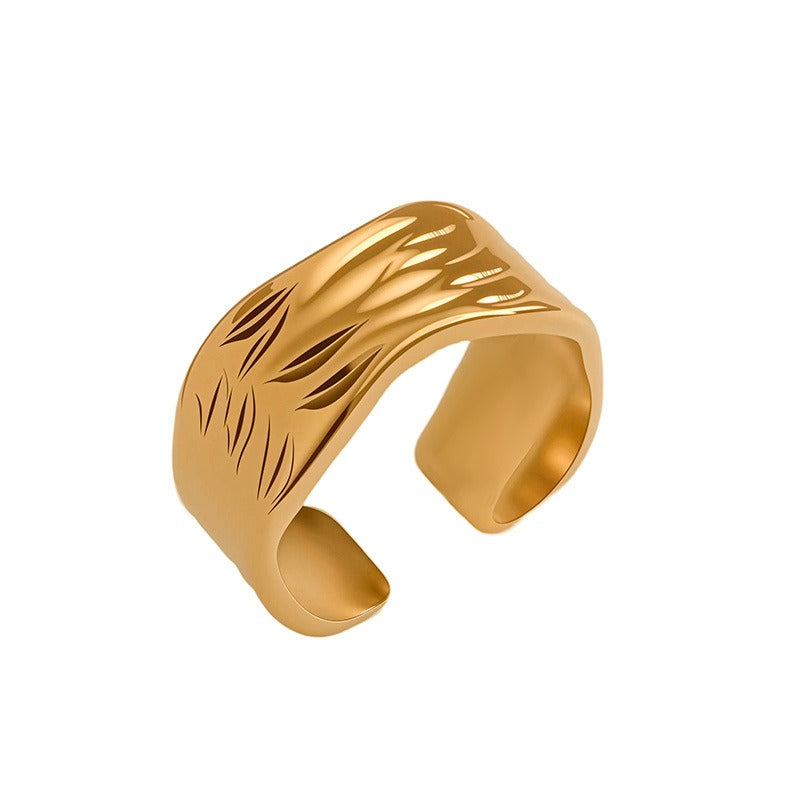 18K Gold Vintage Chain Geometric Open Ring
