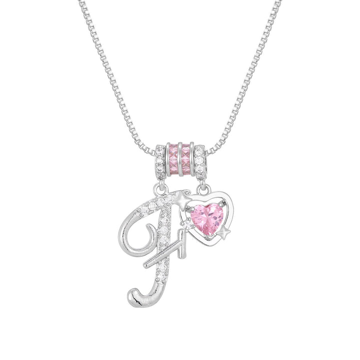 Bespoke Elegance Custom 26-Letter Pink Heart Pendant Necklace