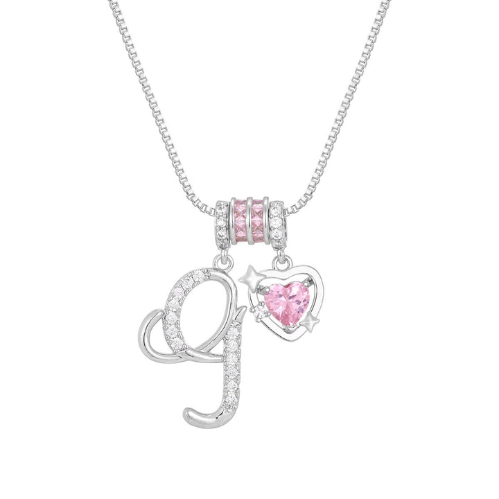 Romantic Custom · 18K Gold Plated Letter & Pink Heart DIY Necklace