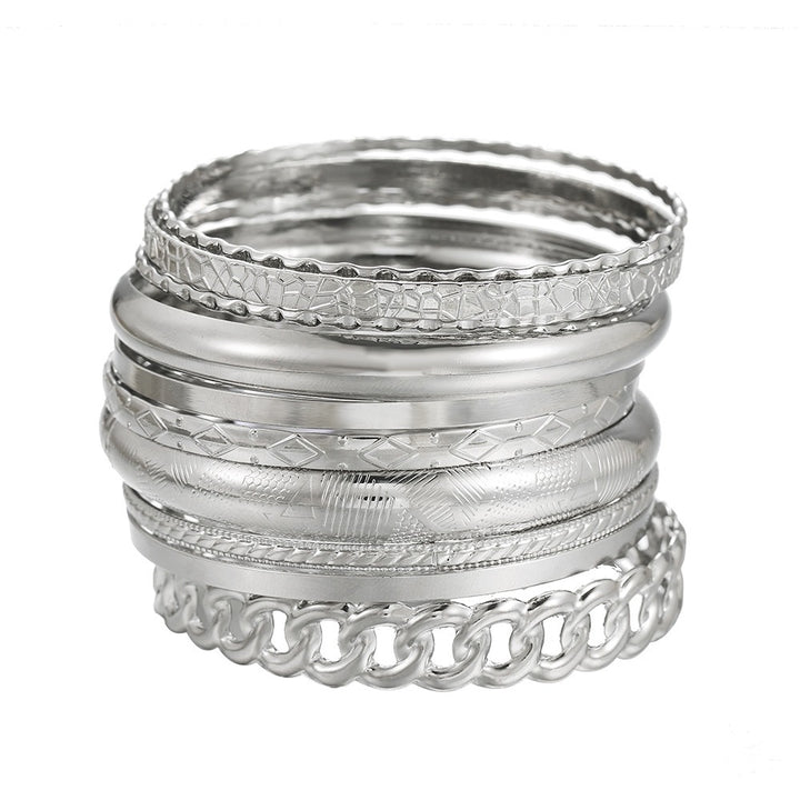 10 Pcs Vintage Textured Stackable Bangle Set