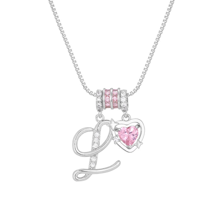 Romantic Custom · 18K Gold Plated Letter & Pink Heart DIY Necklace