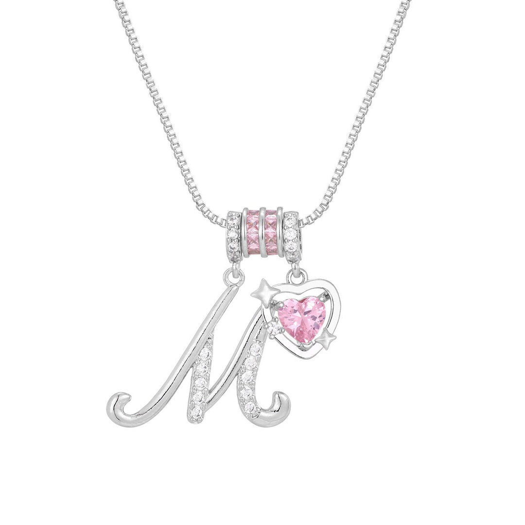Romantic Custom · 18K Gold Plated Letter & Pink Heart DIY Necklace