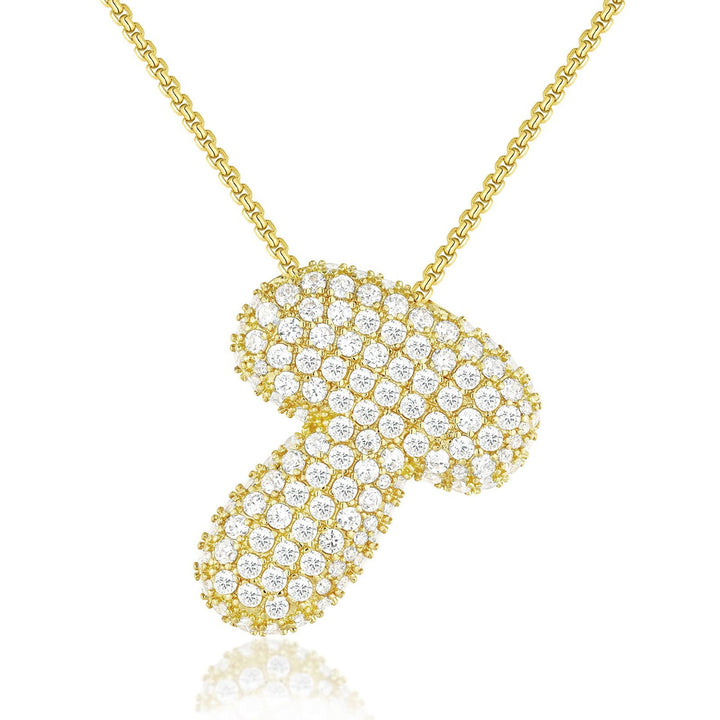 Bubble Pop Puffy 3D Micro-Pavé Crystal Letter Necklace