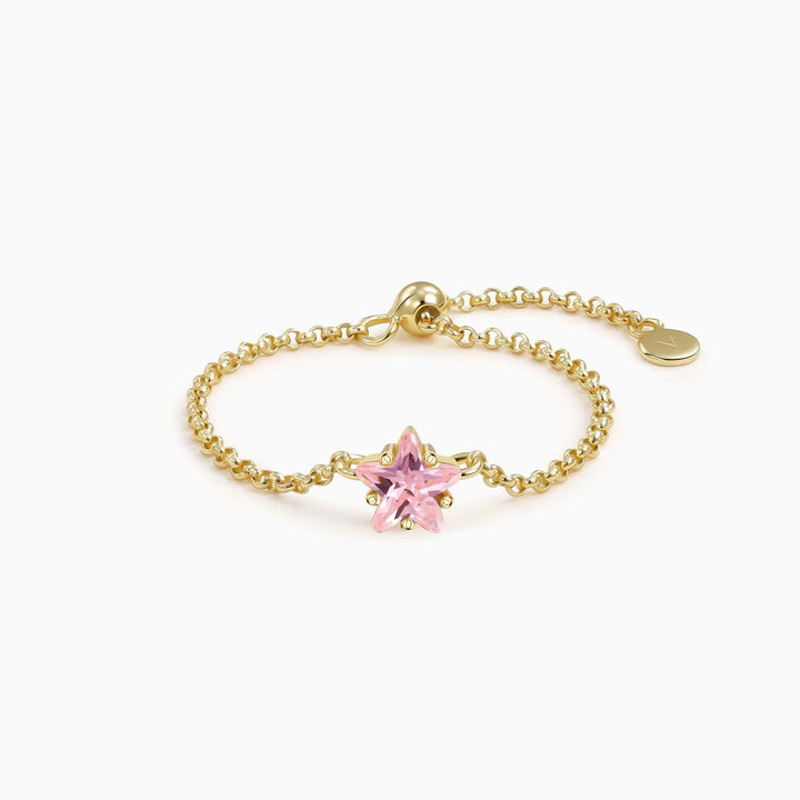 S925 Silver Star CZ Chain Link Adjustable Ring