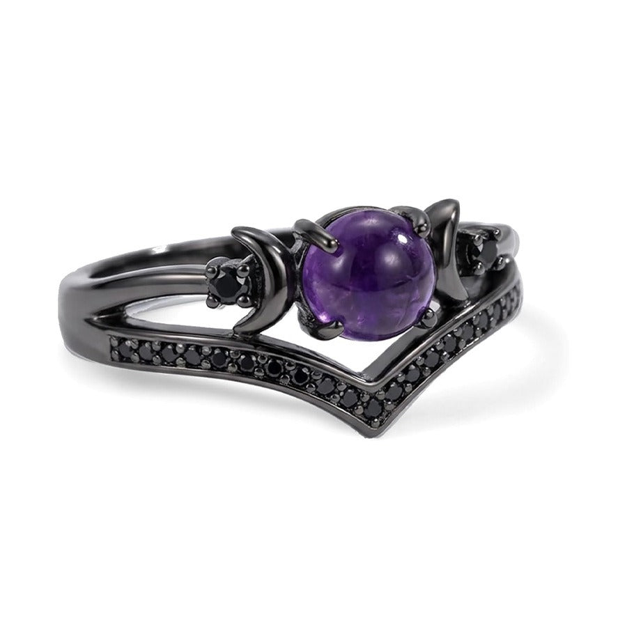 Crescent Moon Gemstone Ring