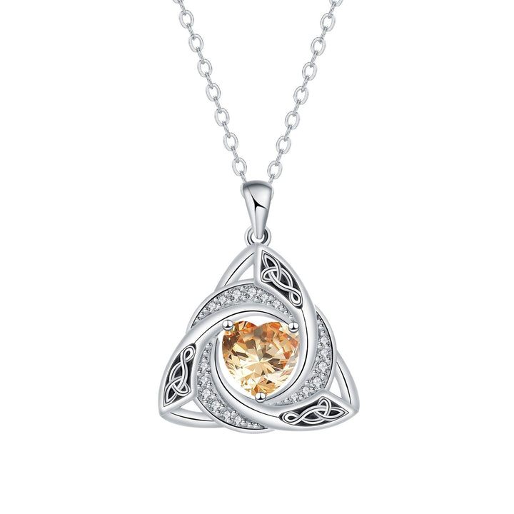 S925 Silver Celtic Knot Birthstone Necklace