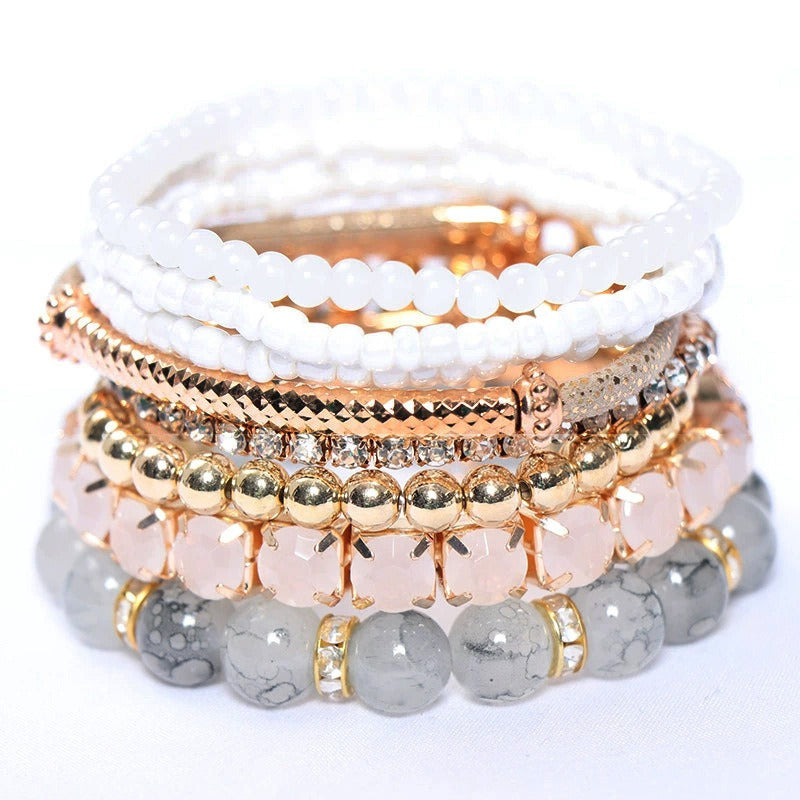 Boho Stackable Beaded Bracelet Set