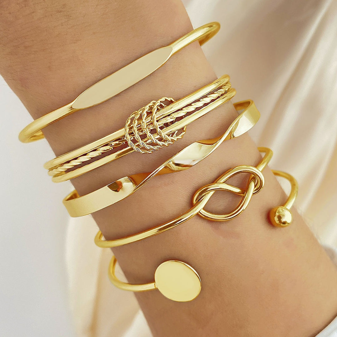 Gold & Silver Vintage Twisted & Geometric Stackable Bangle Set