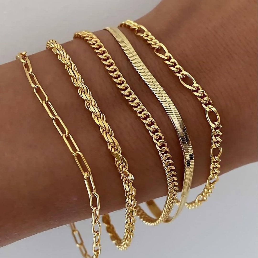 French Stacking Style · Classic Chain Bracelet/Anklet Set