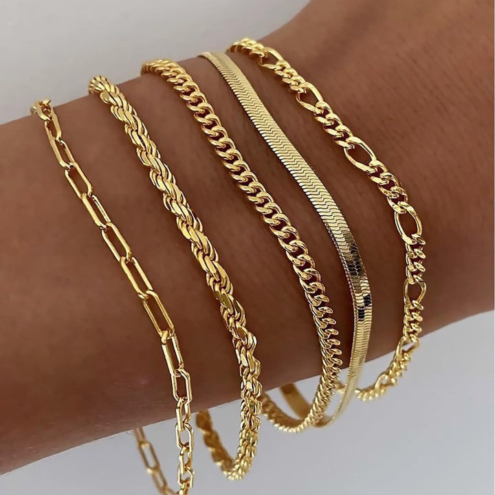 French Stacking Style · Classic Chain Bracelet/Anklet Set