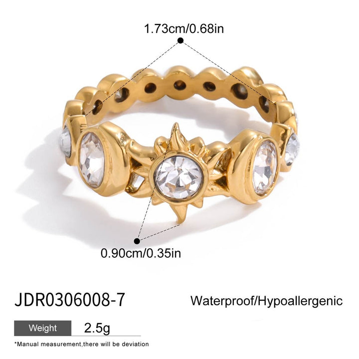 18K Gold Waterproof Stainless Steel Rings & Finger Bracelet Set