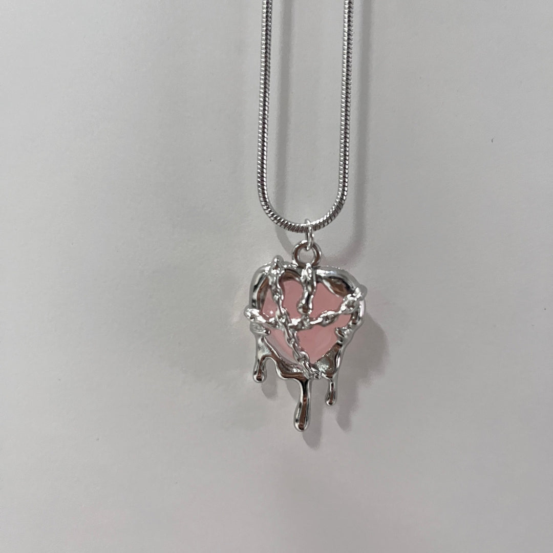 S925 Sterling Silver Classic 5-Piece Necklace Set Pink Crystal Cross & Heart Pendants