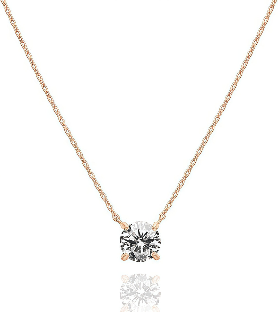 Classic 4-Prong Solitaire Necklace Minimalist Everyday Clavicle Chain