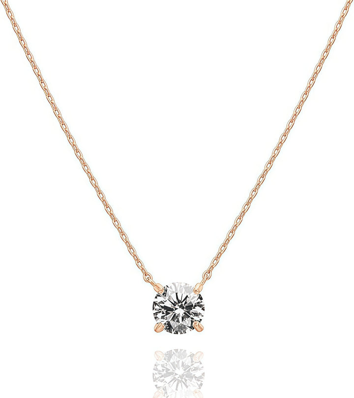 Classic 4-Prong Solitaire Necklace Minimalist Everyday Clavicle Chain