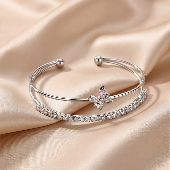 S925 Sterling Silver 3D Floral Cuff Bracelet