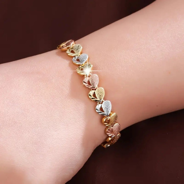 Hollow Heart 18K Gold Plated Link Bracelet