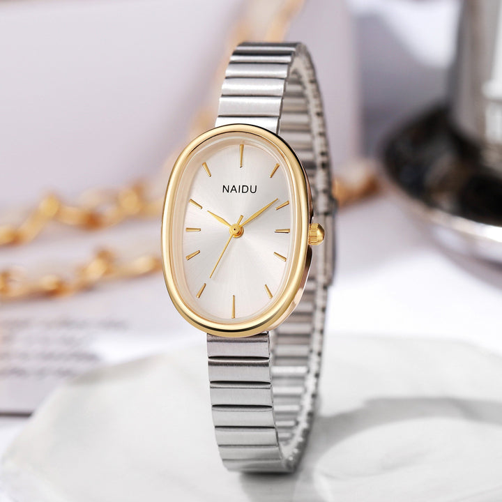 Vintage Oval Quiet Luxury Stretch Band Watch