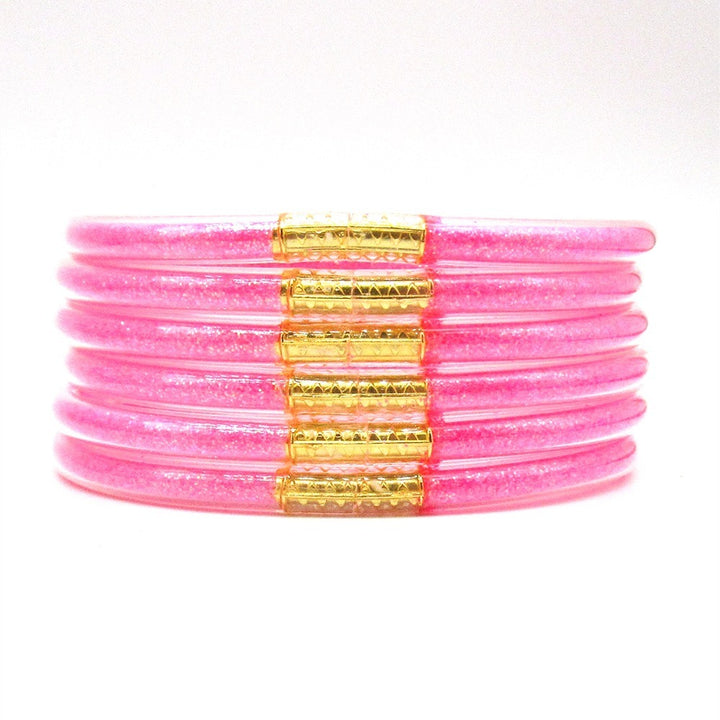 6-Piece Glitter-Filled Jelly Bangle Set