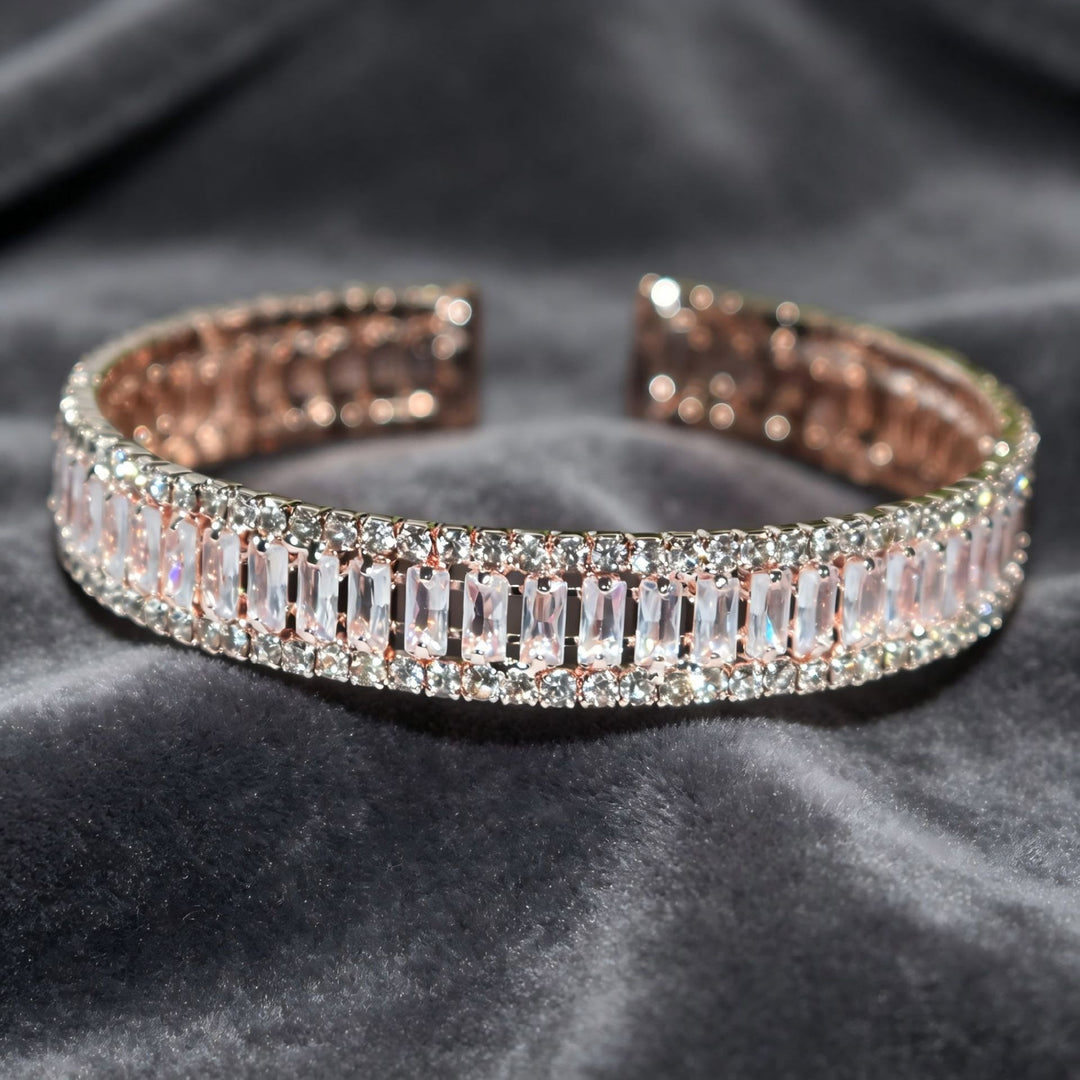 Starlight Rhythm Geometric Pavé Open Cuff Bracelet