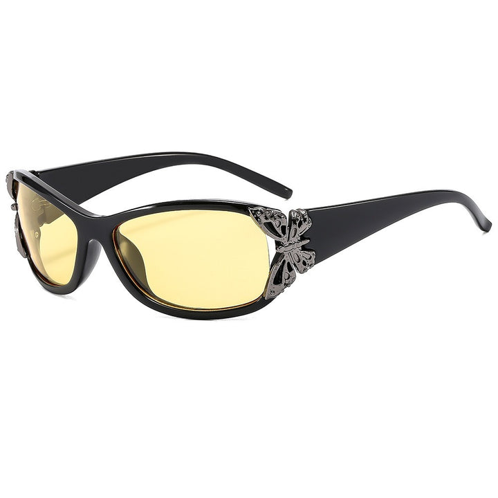 Butterfly Charm Stylish Metal-Accent Sunglasses