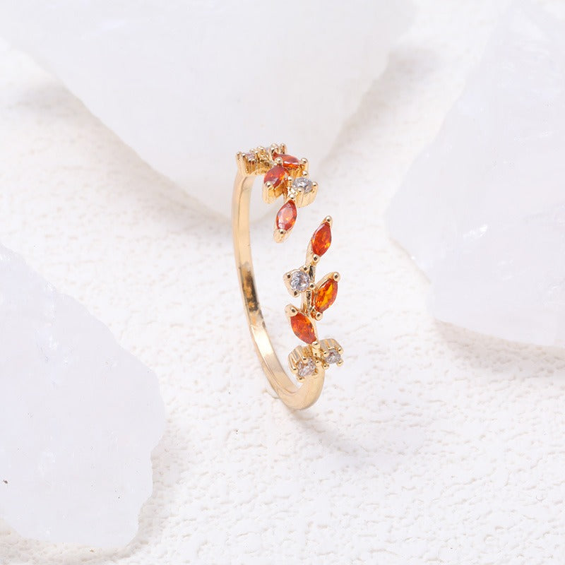Ear of Wheat S925 Silver 14K Gold Plated Geometric Open Ring
