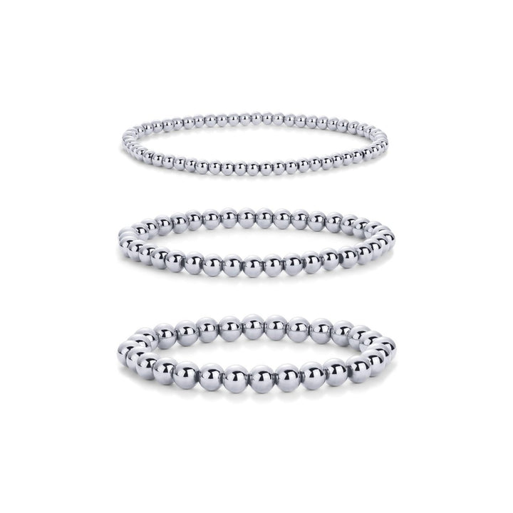 18K Gold/Silver Plated Beaded Stretch Bracelet Stack Set