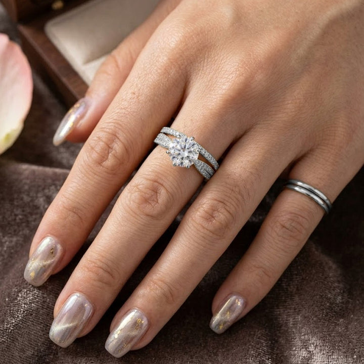 Eternal Starlight · 6-Prong Solitaire Pavé Ring Stacking Set