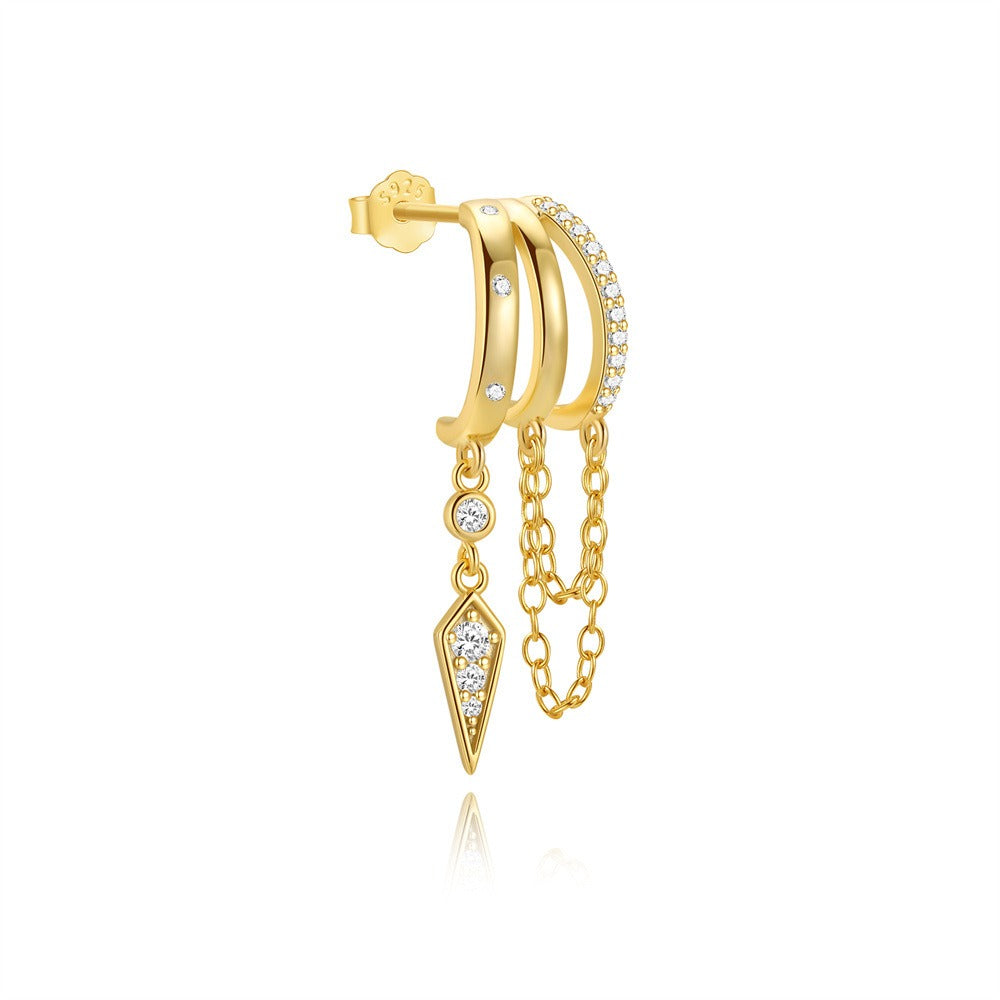 Multi-Style Multi-Layer Tassel Spike Earrings - S925 Silver Plated 18K Gold Diamond-Paved Statement Earrings